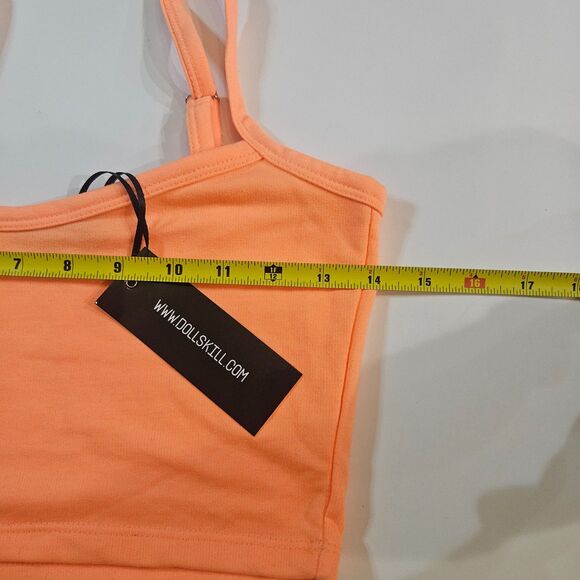 New CLUB EXX Size Small Cropped Tank in Sherbert Orange Eat Sleep Rave Repeat - Picture 7 of 9